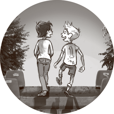 To venner, der går og snakker.