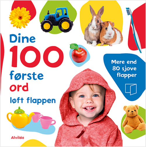 Forside til bogen Dine 100 første ord - Løft flappen - Mere end 80 sjove flapper