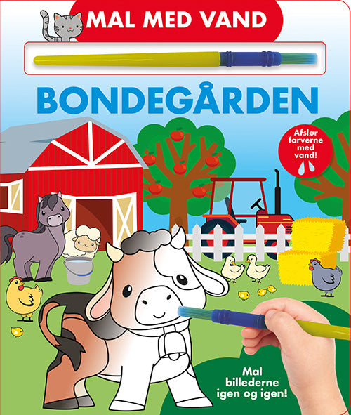 Forside til bogen Mal med vand - Bondegården (papbog med pensel - farvelæg igen og igen)