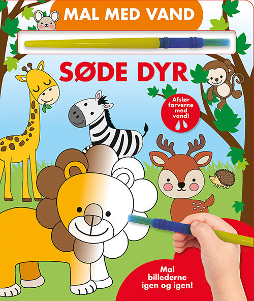Forside til bogen Mal med vand - Søde dyr (papbog med pensel - farvelæg igen og igen)