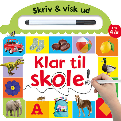 Forside til bogen Skriv og visk ud - Klar til skole (papbog med ikke-permanent pen)