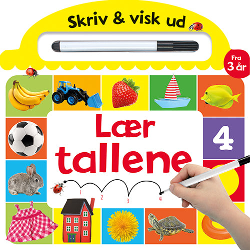 Forside til bogen Skriv og visk ud - Lær tallene (papbog med ikke-permanent pen)