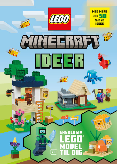 Forside til bogen LEGO Minecraft ideer (bog med klodser)