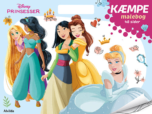 Forside til malebogen "Disney Prinsesser - KÆMPE malebog (malebog med håndtag)"