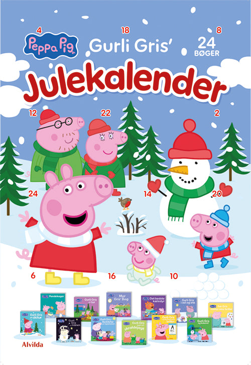 Forside til julekalenderen "Peppa Pig - Gurli Gris' julekalender - med 24 billedbøger"