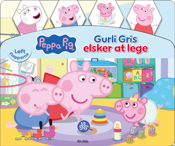 Forside til bogen "Peppa Pig - Gurli Gris elsker at lege (flapbog med indeks)"