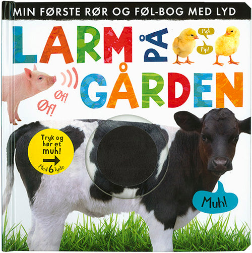 Forside til bogen Larm på gården: Min første rør og føl-bog med lyd