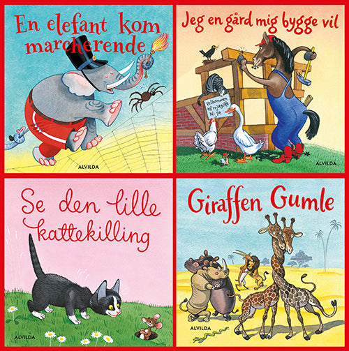 Forside til bogen Elefantastiske børnesange. Gaveæske med 4 papbøger