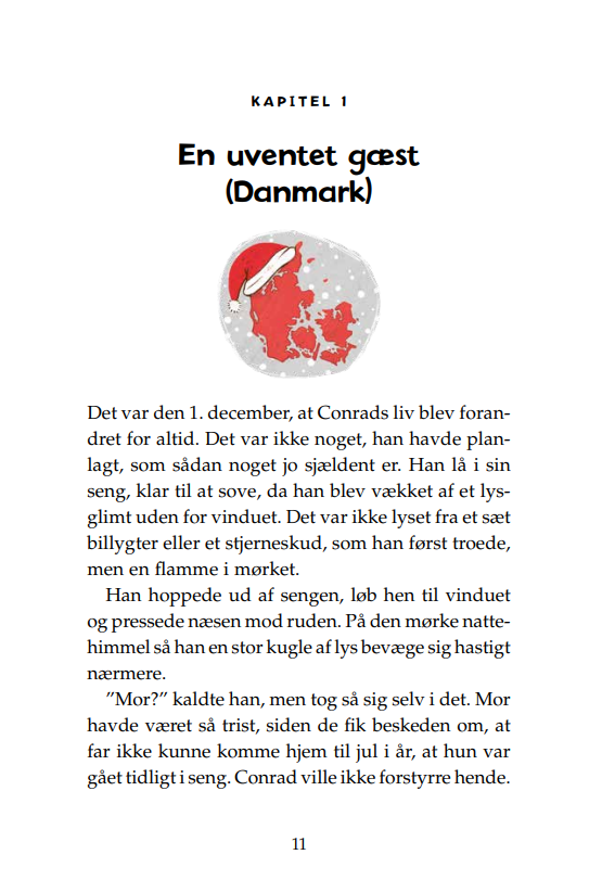 Side 11 fra bogen "Jul i den magiske luftballon"