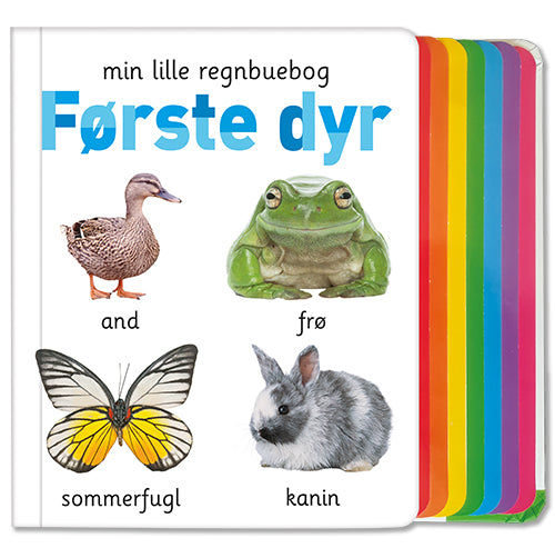 Forside til bogen Min lille regnbuebog - Første dyr