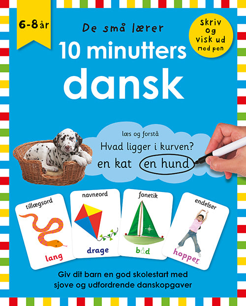 Forside til bogen De små lærer - Skriv og visk ud - 10 minutters dansk