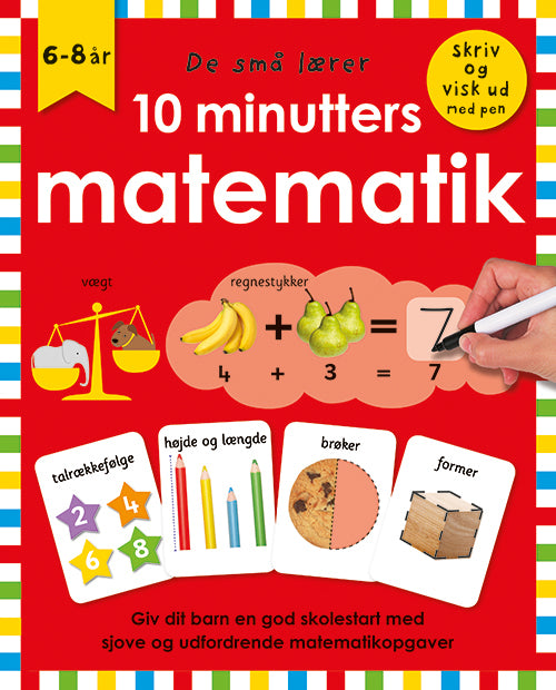 Forside til bogen De små lærer - Skriv og visk ud - 10 minutters matematik