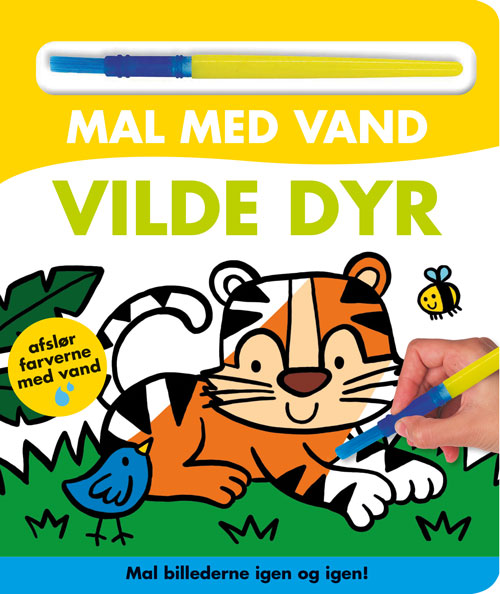 Forside til bogen Mal med vand - Vilde dyr (papbog med pensel - farvelæg igen og igen)