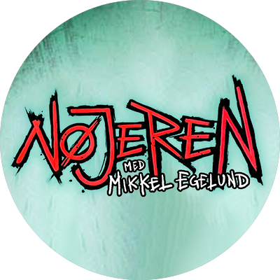 Billeder med teksten "Nøjeren med Mikkel Egelund" på en grøn baggrund