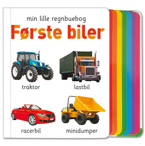 Forside til bogen Min lille regnbuebog - Første biler