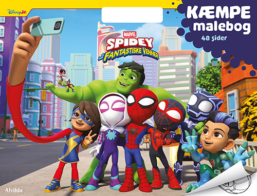 Forside til malebogen "Marvel - Spidey – KÆMPE malebog (malebog med håndtag)"