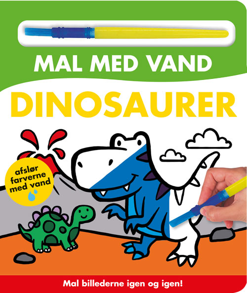 Forside til bogen Mal med vand - Dinosaurer (papbog med pensel - farvelæg igen og igen)